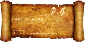Petrin Gyula névjegykártya